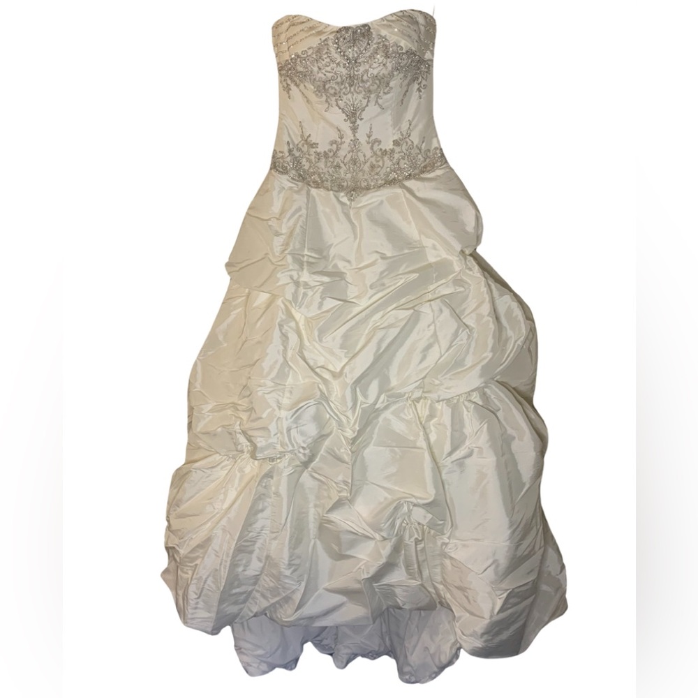 Allure Bridals Cream Colored Beaded Torso Strapless Wedding BallGown